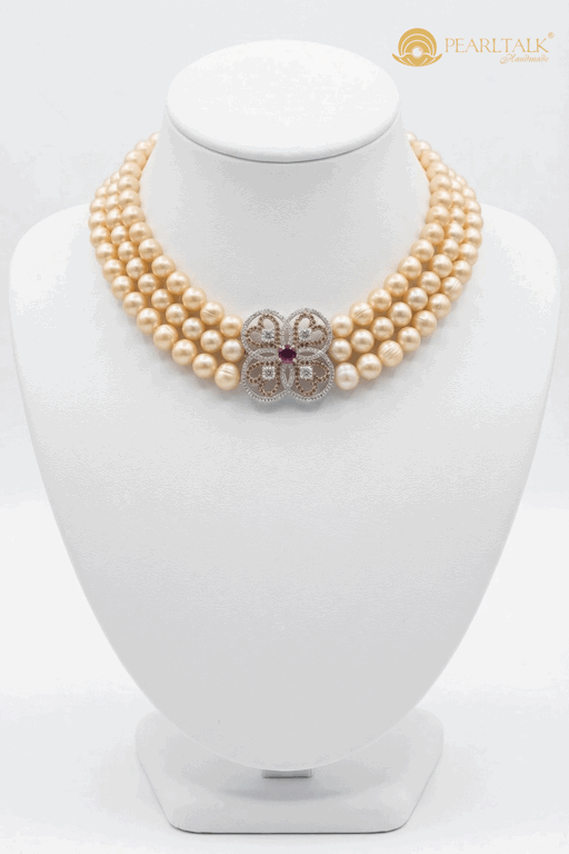 CHUỖI NGỌC TRAI DIANA CHOKER HỒNG CAM